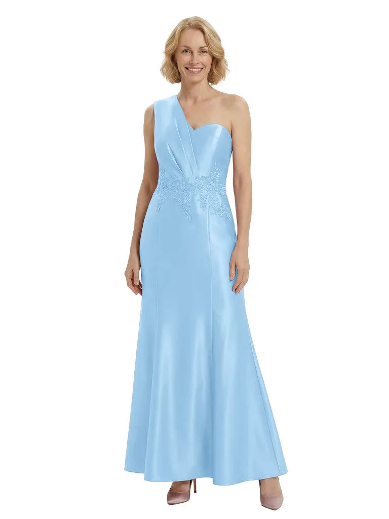 Chicsew Mother of The Groom Dresses One Shoulder Satin Mermaid Maxi Gown Fancy Embroidered Formal Bridal Party Dress sold by ChicSew product image thumbnail 5