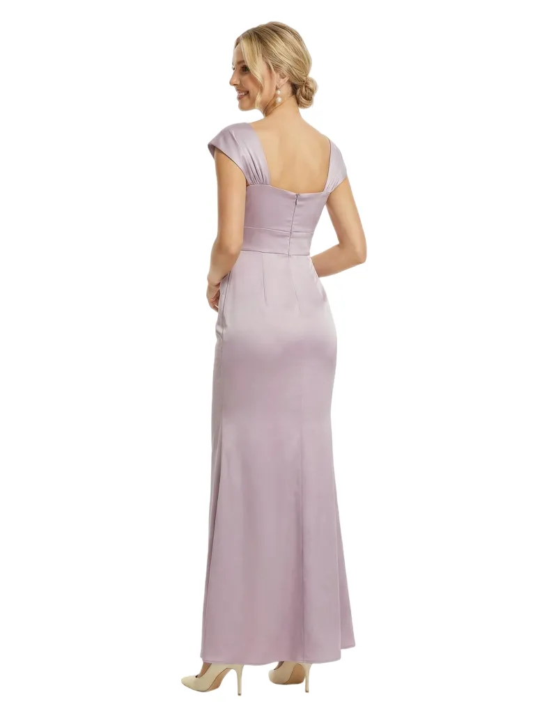 Chicsew Mother of The Groom Dresses Square Cap Sleeve Satin Mermaid Maxi Gown Elegant Ruched Formal Bridal Party Dress sold by ChicSew product image thumbnail 3
