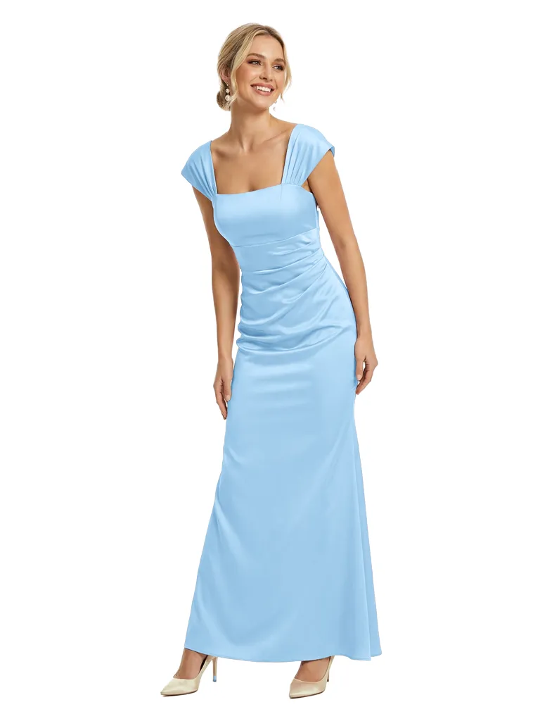 Chicsew Mother of The Groom Dresses Square Cap Sleeve Satin Mermaid Maxi Gown Elegant Ruched Formal Bridal Party Dress sold by ChicSew product image thumbnail 5