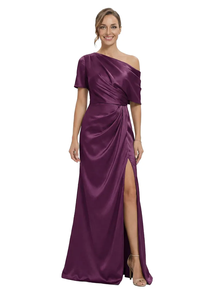 Chicsew Sexy Off Shoulder Satin Mother of The Groom Dress Side Slit Mermaid Long Elegant Gown sold by ChicSew
