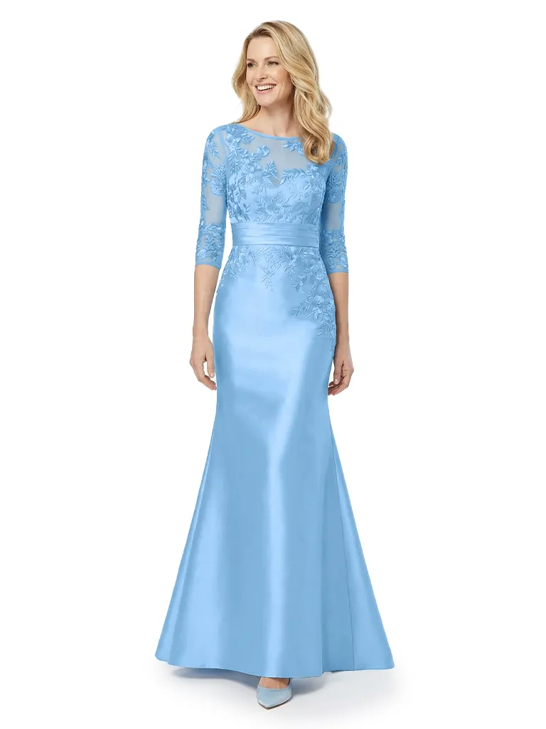 Chicsew Elegant Scoop Half Sleeve Lace Satin Mermaid Gown Mother of The Bride Dresses sold by ChicSew product image thumbnail 5