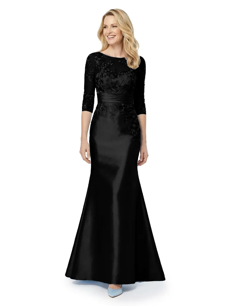 Chicsew Elegant Scoop Half Sleeve Lace Satin Mermaid Gown Mother of The Bride Dresses sold by ChicSew product image thumbnail 4