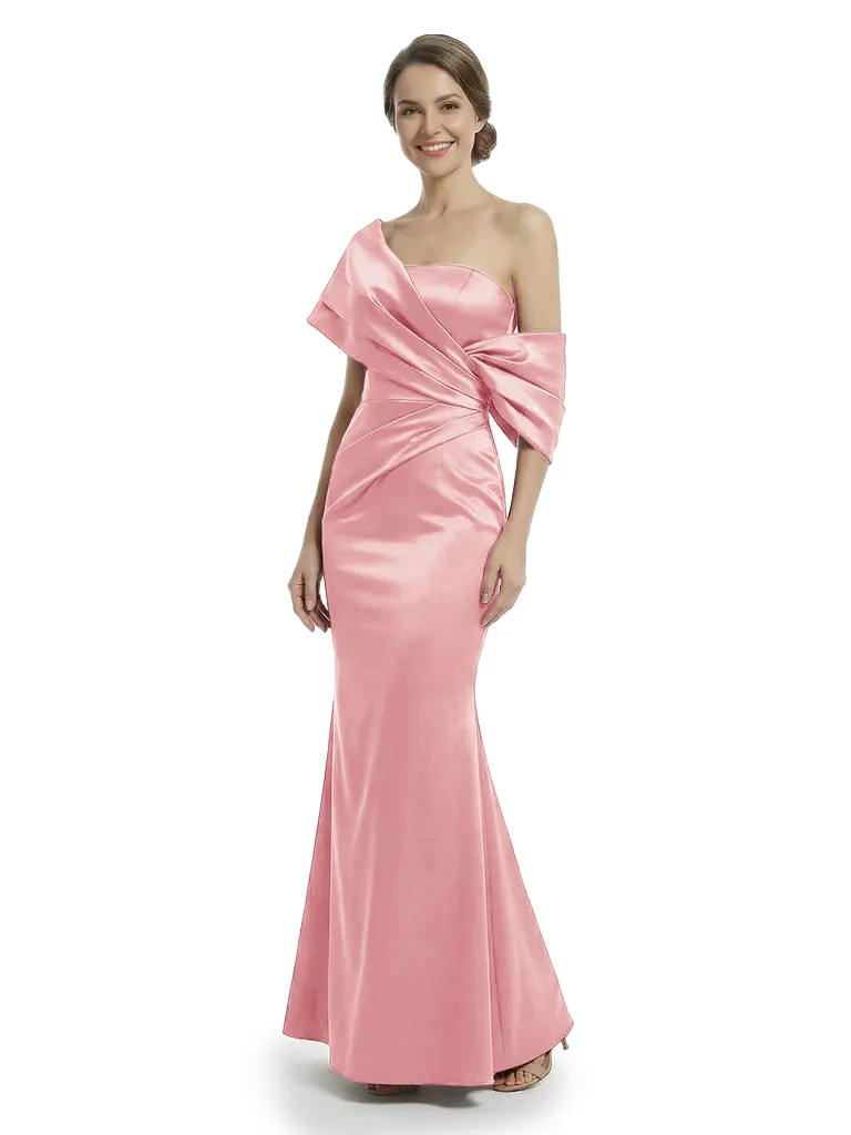 Chicsew Elegant Asymmetrical Straps Ruched Satin Mermaid Formal Mother Of The Groom Maxi Dresses sold by ChicSew product image thumbnail 5
