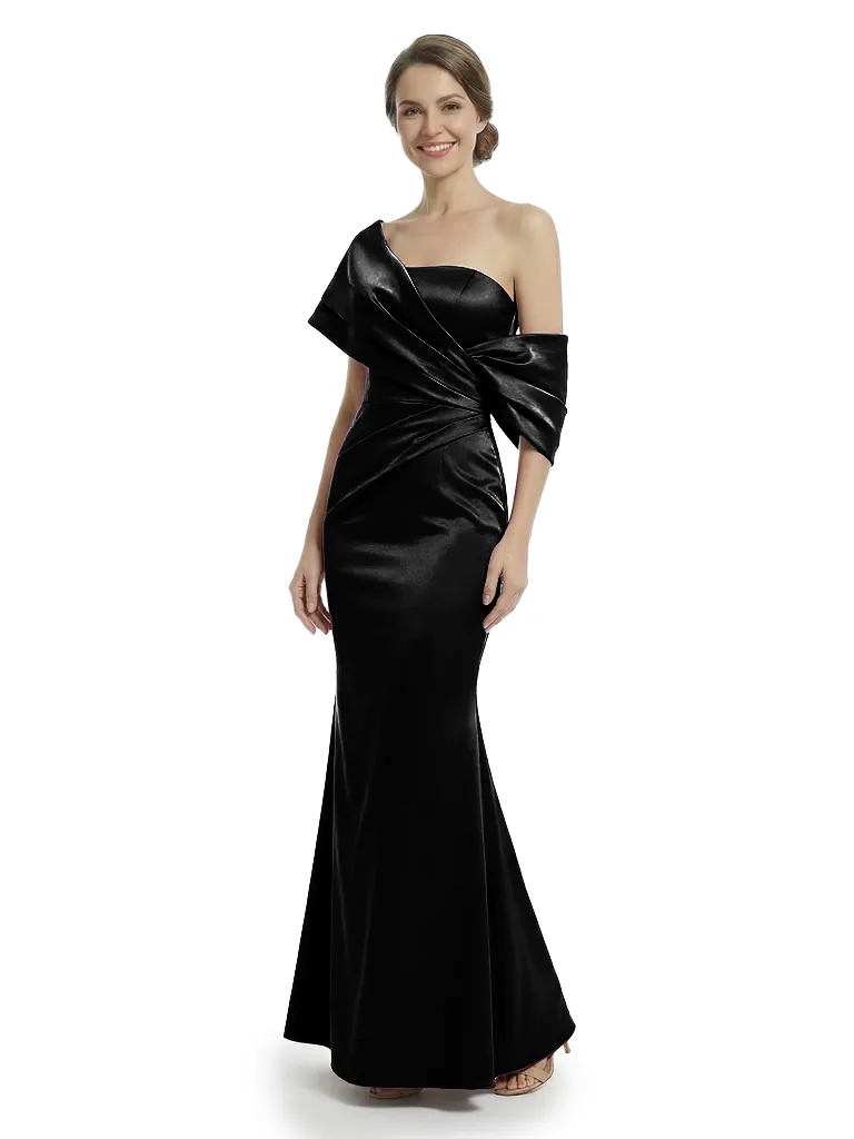 Chicsew Elegant Asymmetrical Straps Ruched Satin Mermaid Formal Mother Of The Groom Maxi Dresses sold by ChicSew product image thumbnail 3