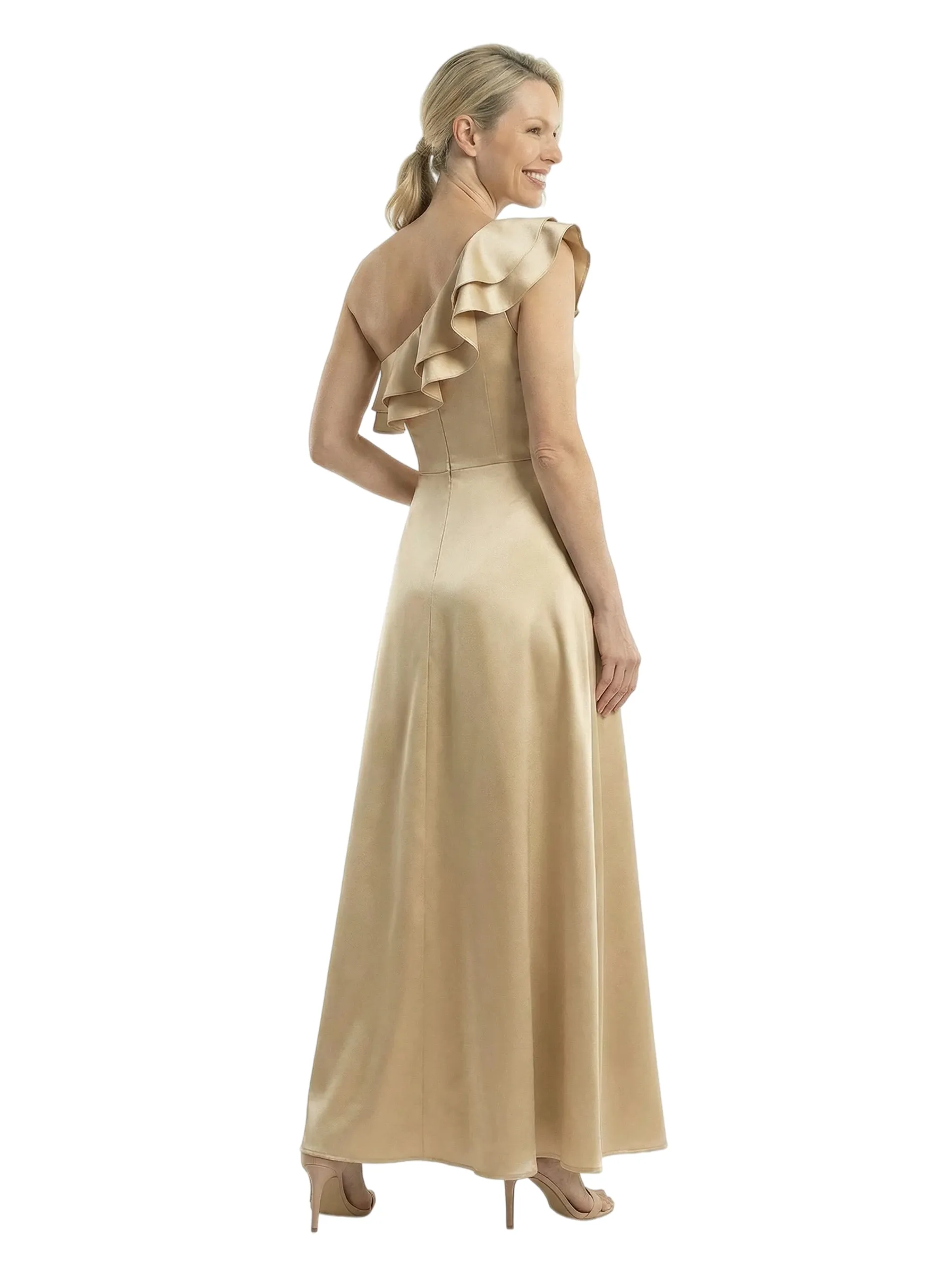 Chicsew Elegant One Shoulder Ruffle Ankle-Length Satin A-Line Mother Of The Bride Dresses sold by ChicSew product image thumbnail 3