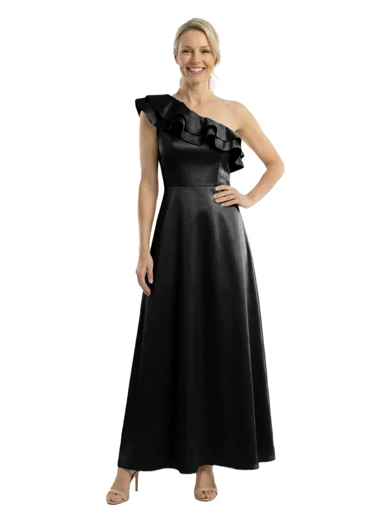 Chicsew Elegant One Shoulder Ruffle Ankle-Length Satin A-Line Mother Of The Bride Dresses sold by ChicSew product image thumbnail 4
