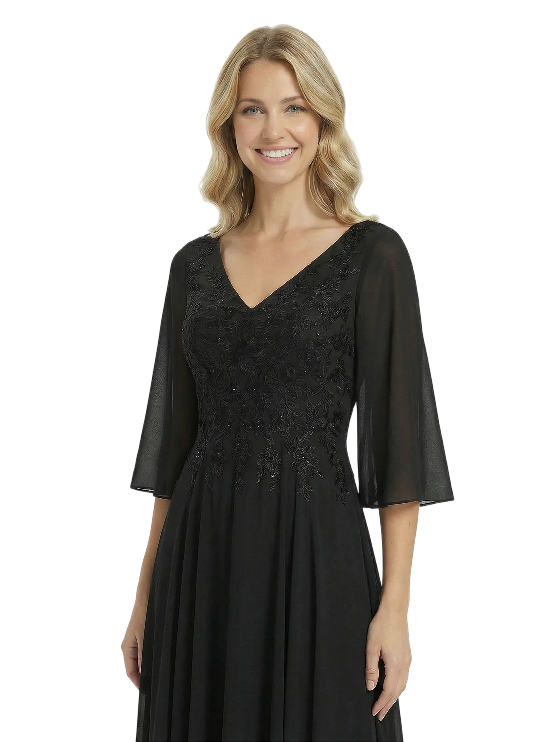 Chicsew Elegant V-Neck 3/4 Sleeves A-Line Lace Appliques Chiffon Mother Of The Bride Dress sold by ChicSew product image thumbnail 2