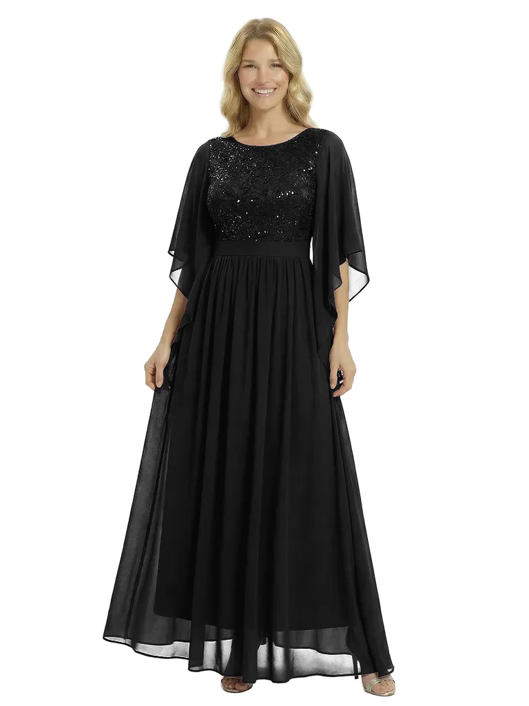 Chicsew Elegant Jewel 3/4 Sleeves A-Line Lace Appliques Chiffon Mother Of The Bride Dress sold by ChicSew product image thumbnail 4