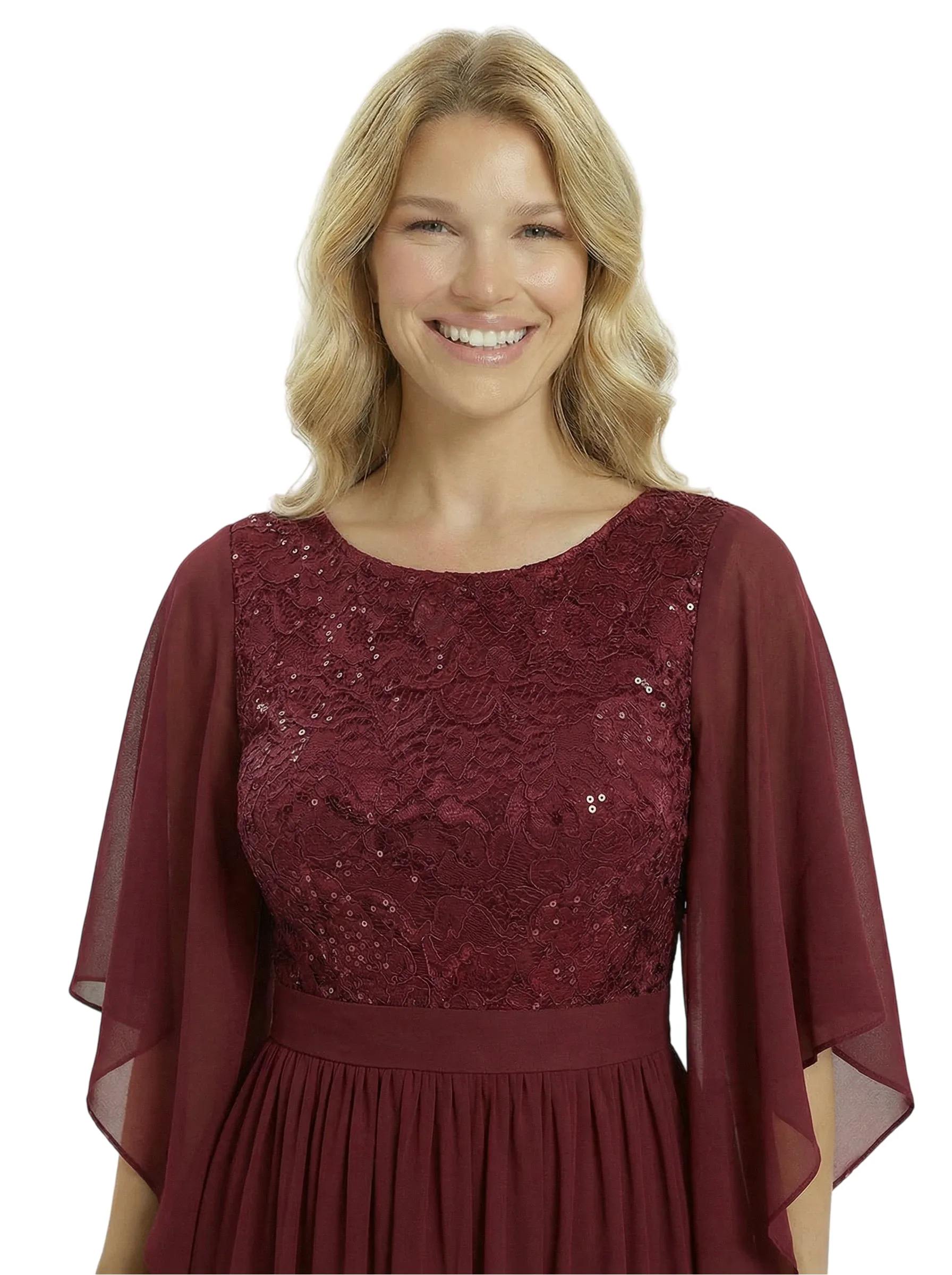 Chicsew Elegant Jewel 3/4 Sleeves A-Line Lace Appliques Chiffon Mother Of The Bride Dress sold by ChicSew product image thumbnail 2