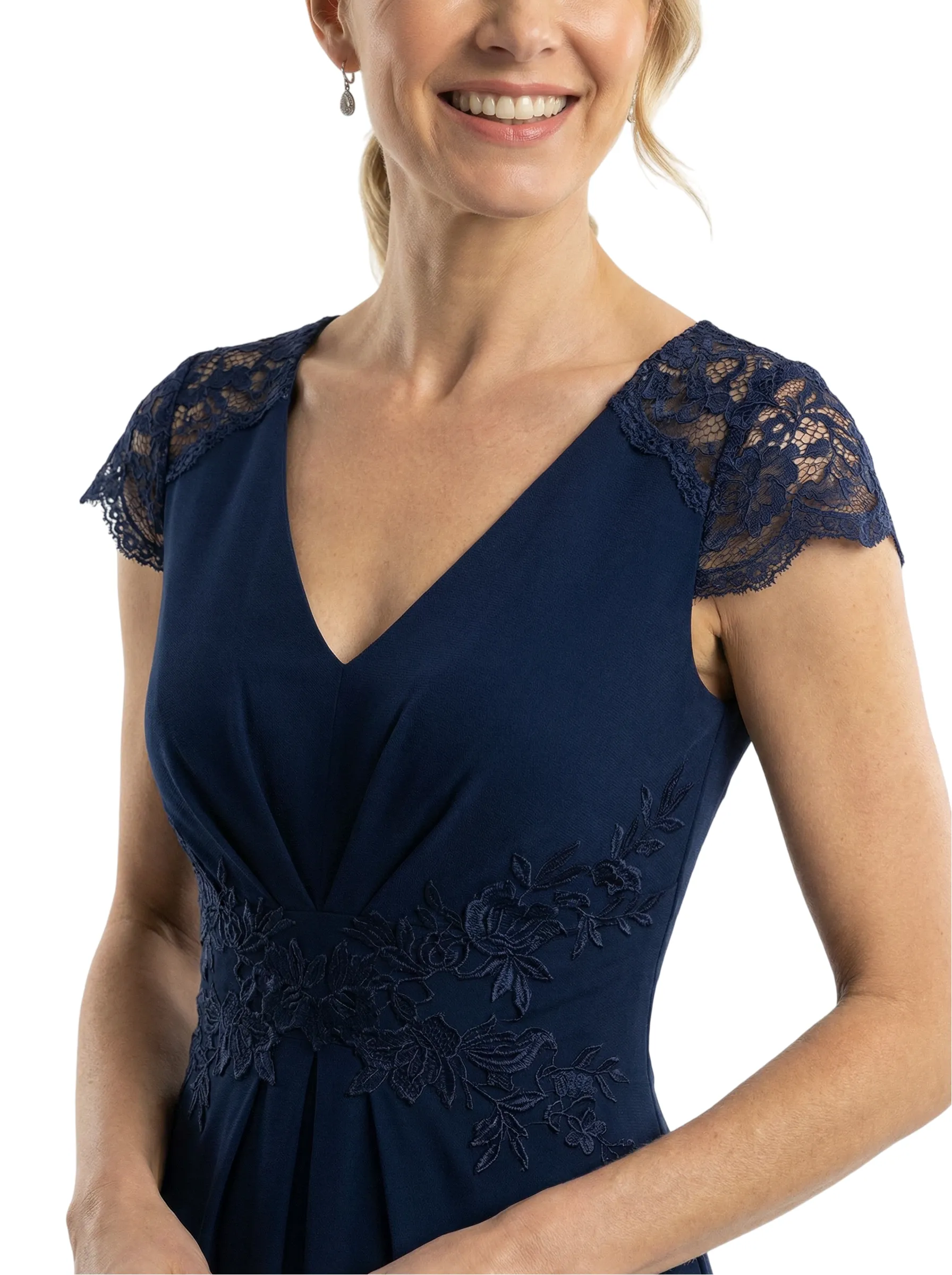 Chicsew Elegant V-Neck Cap Sleeves Mermaid Lace Chiffon Mother Of The Bride Dress sold by ChicSew product image thumbnail 2