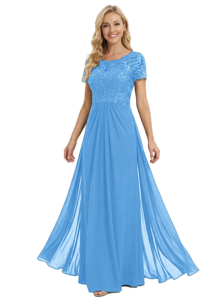 Chicsew Gorgeous Short Sleeve Mother of The Groom Dress Flowy Long Chiffon Formal Gown sold by ChicSew product image thumbnail 5