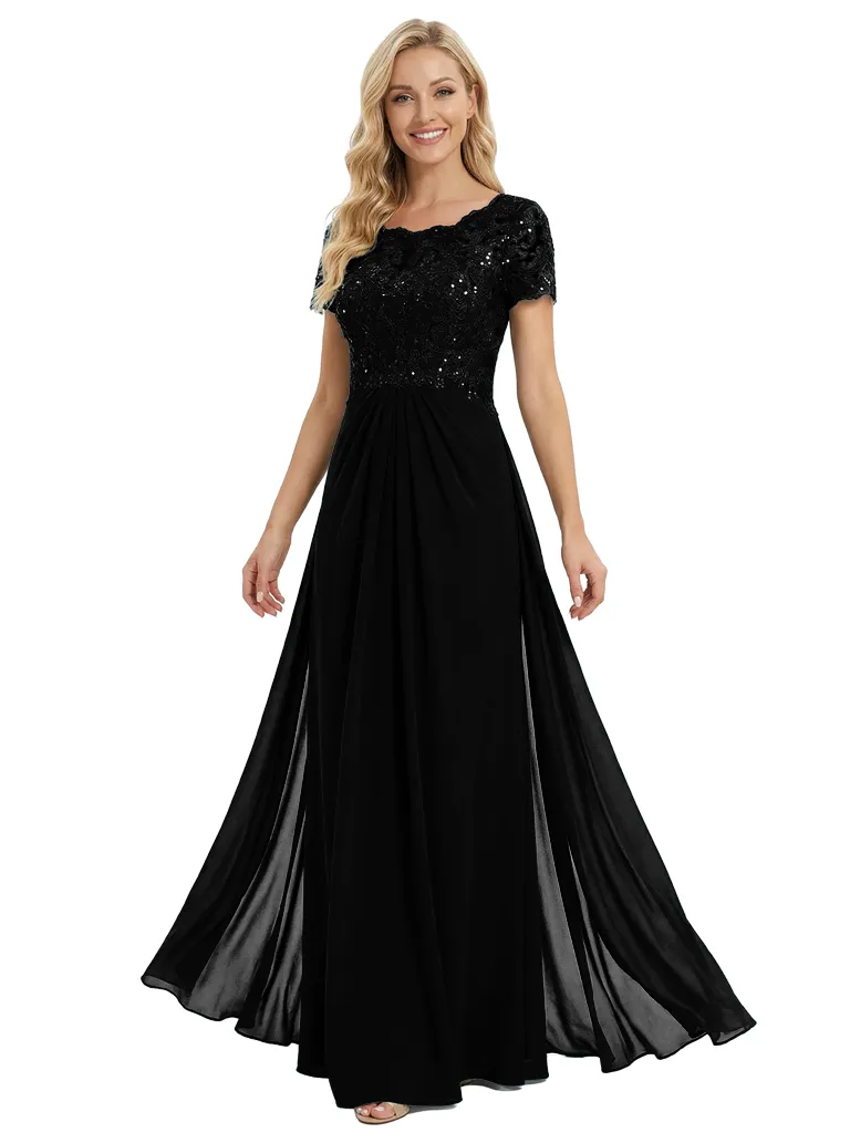 Chicsew Gorgeous Short Sleeve Mother of The Groom Dress Flowy Long Chiffon Formal Gown sold by ChicSew product image thumbnail 4