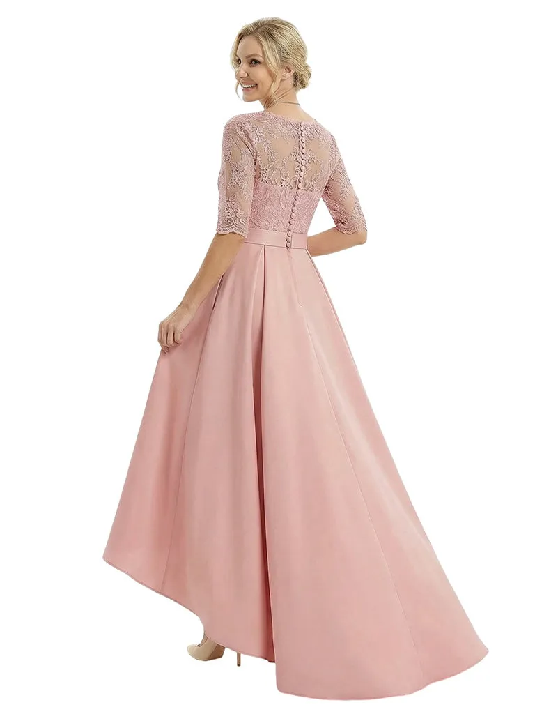 Chicsew Stylish V-Neck 3/4 Sleeves High-Low Satin A-line Mother of The Bride Dresses sold by ChicSew product image thumbnail 3