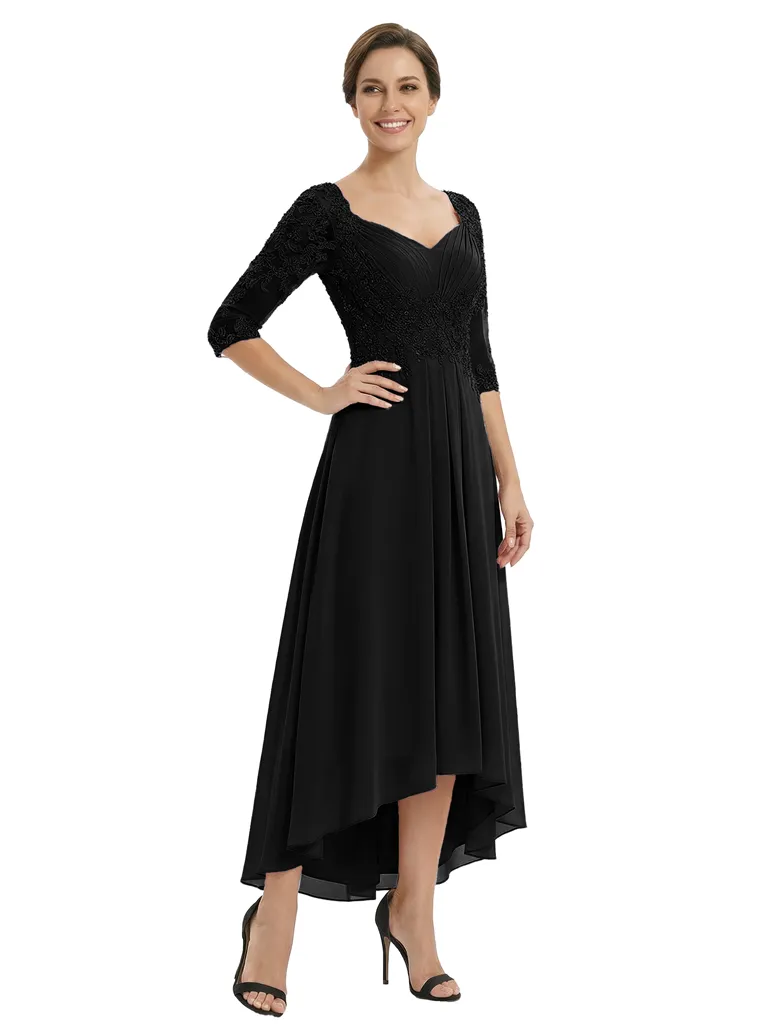 Chicsew Elegant V-Neck Lace Appliques High-Low A-Line Chiffon Mother of The Bride Dress sold by ChicSew product image thumbnail 4