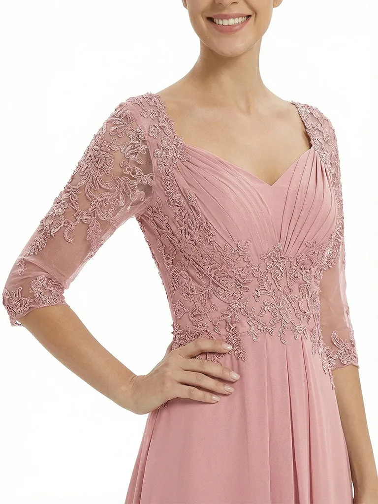 Chicsew Elegant V-Neck Lace Appliques High-Low A-Line Chiffon Mother of The Bride Dress sold by ChicSew product image thumbnail 2