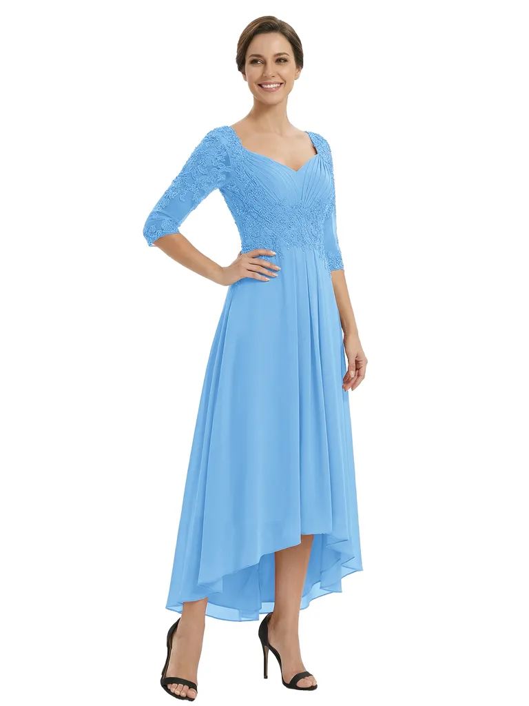 Chicsew Elegant V-Neck Lace Appliques High-Low A-Line Chiffon Mother of The Bride Dress sold by ChicSew product image thumbnail 5