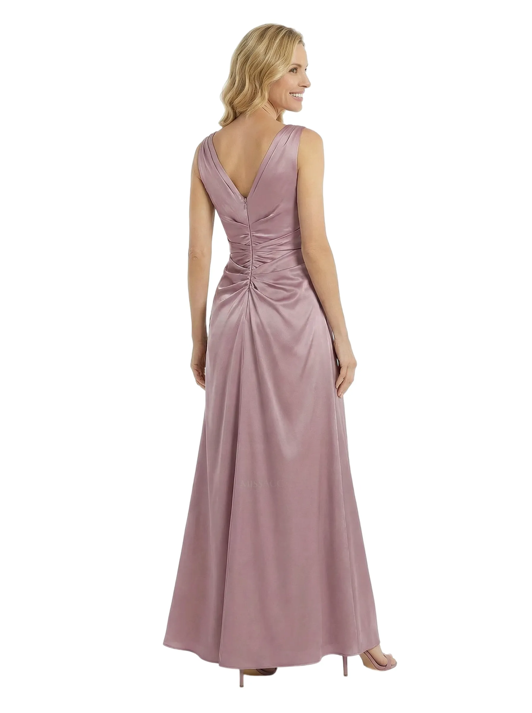 Chicsew Spaghetti Straps Side Slit Ruched Satin A-Line Mother Of The Bride Dresses sold by ChicSew product image thumbnail 3