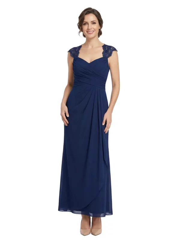 Chicsew Elegant V-Neck Sleeveless Sheath Lace Appliques Chiffon Mother Of The Bride Dress sold by ChicSew