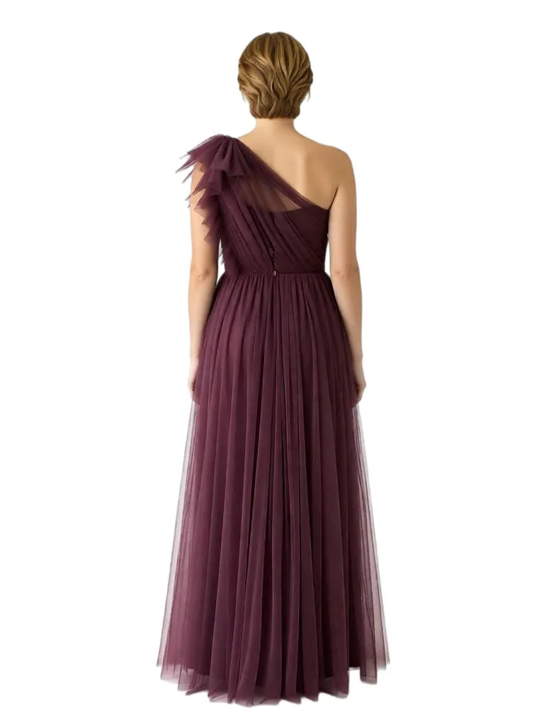 Chicsew Sexy One Shoulder Side Slit Floor-Length Chiffon Mother of The Bride Dress With Ruffles sold by ChicSew product image thumbnail 3