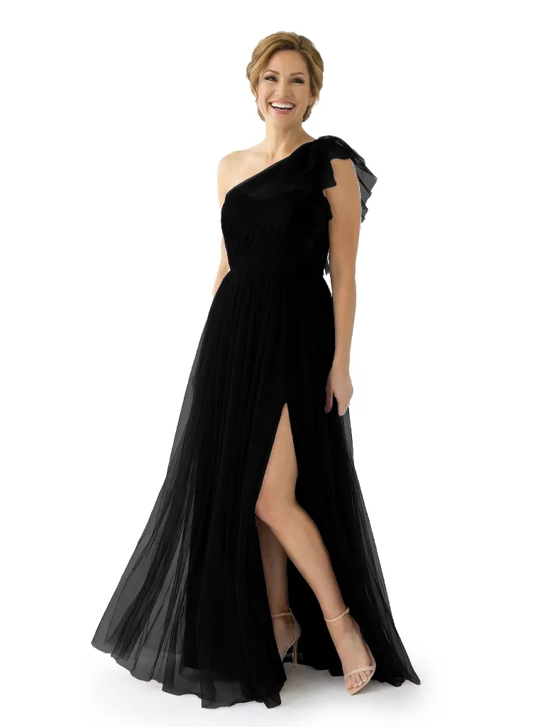 Chicsew Sexy One Shoulder Side Slit Floor-Length Chiffon Mother of The Bride Dress With Ruffles sold by ChicSew product image thumbnail 4