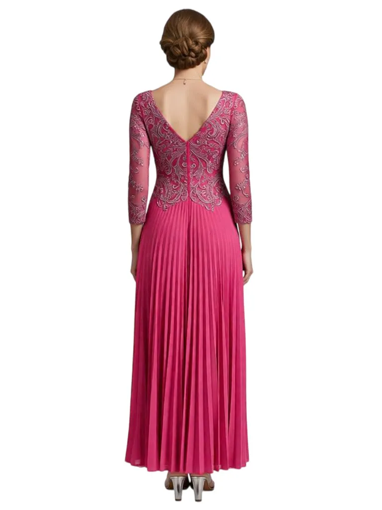 Chicsew Fancy Lace Appliques V-neck 3/4 Sleeves Ankle-Length Chiffon Mother of The Bride Gown sold by ChicSew product image thumbnail 3