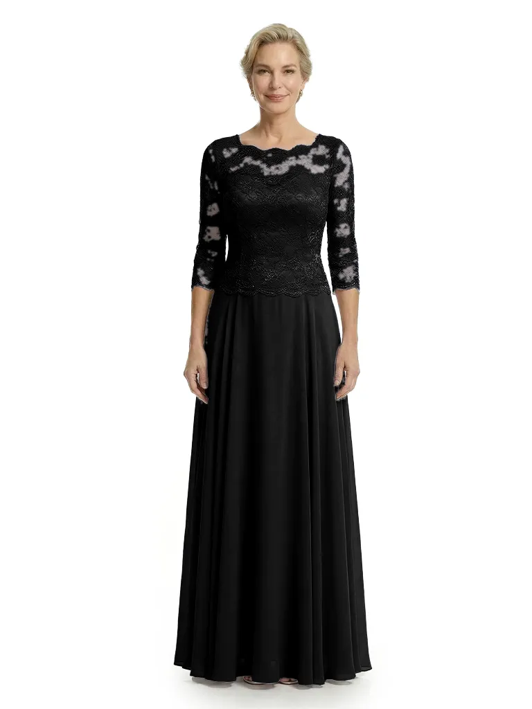 Chicsew Elegant Lace Appliques Top 3/4 Sleeves A-Line Chiffon Mother of The Bride Gown sold by ChicSew product image thumbnail 5