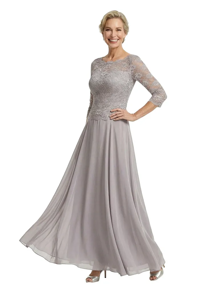 Chicsew Elegant Lace Appliques Top 3/4 Sleeves A-Line Chiffon Mother of The Bride Gown sold by ChicSew product image thumbnail 4