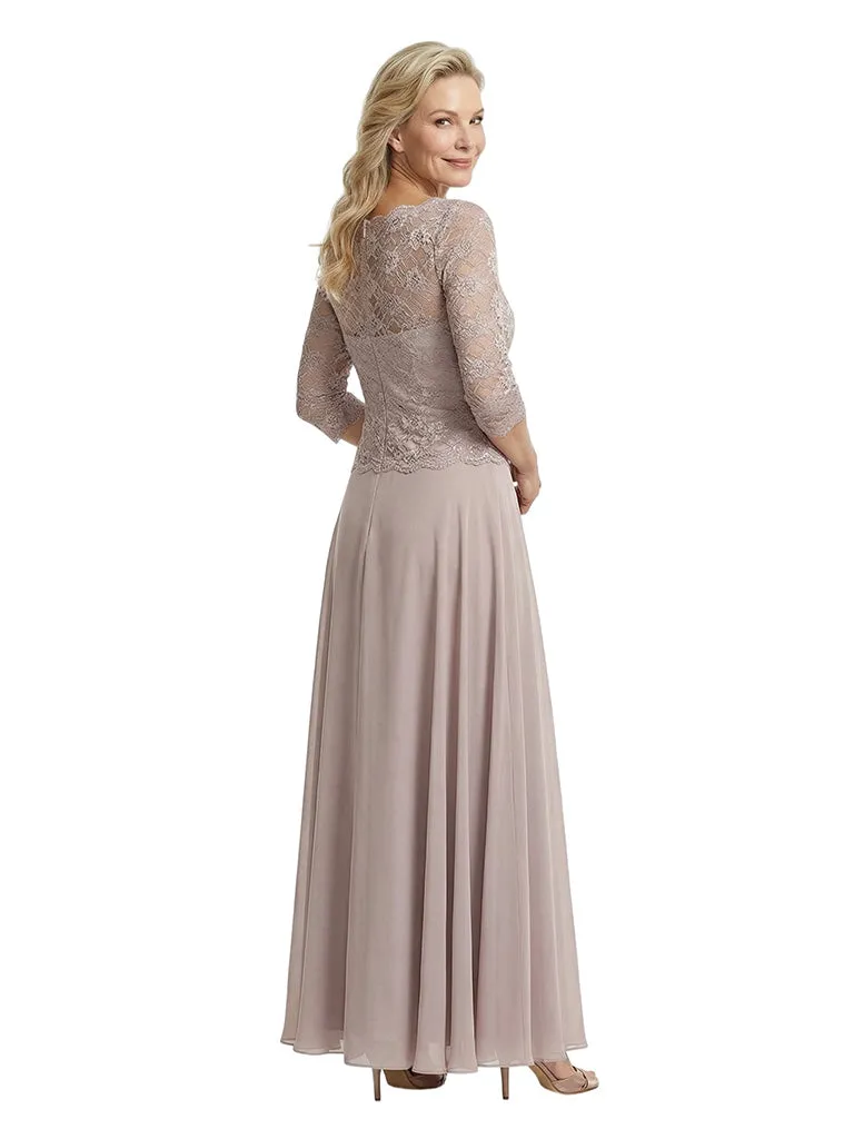 Chicsew Elegant Lace Appliques Top 3/4 Sleeves A-Line Chiffon Mother of The Bride Gown sold by ChicSew product image thumbnail 2