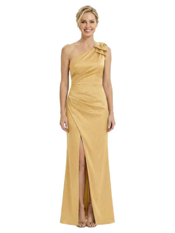 Chicsew One Shoulder Side Slit Ruched Satin Mermaid Mother Of The Bride Dresses sold by ChicSew