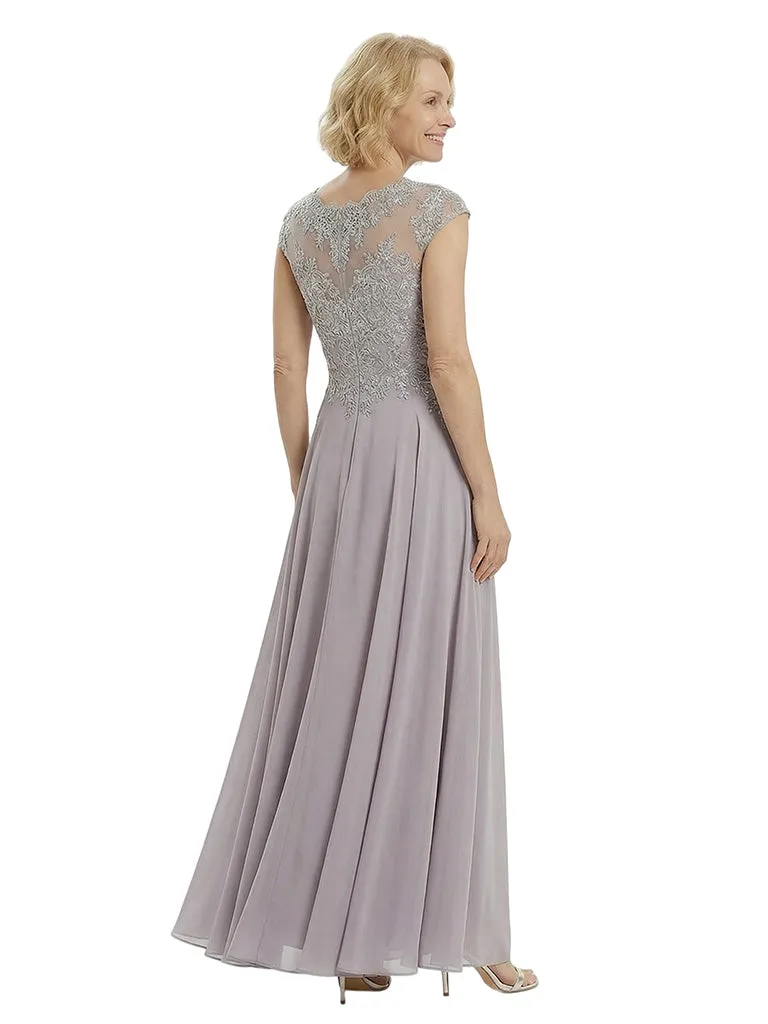 Chicsew Elegant Lace Top Cap Sleeves Ruched A-Line Chiffon Mother of The Bride Gown sold by ChicSew product image thumbnail 2