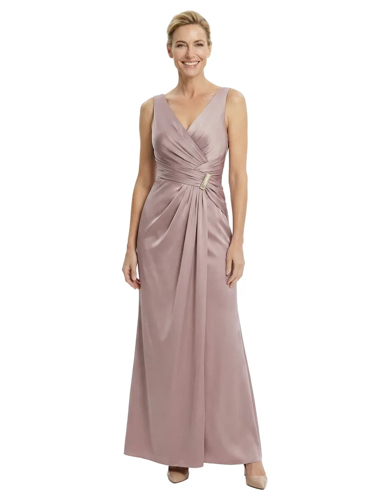 Chicsew Silky Satin Mother of The Bride Dress Long Flowy Classy Formal Gown sold by ChicSew