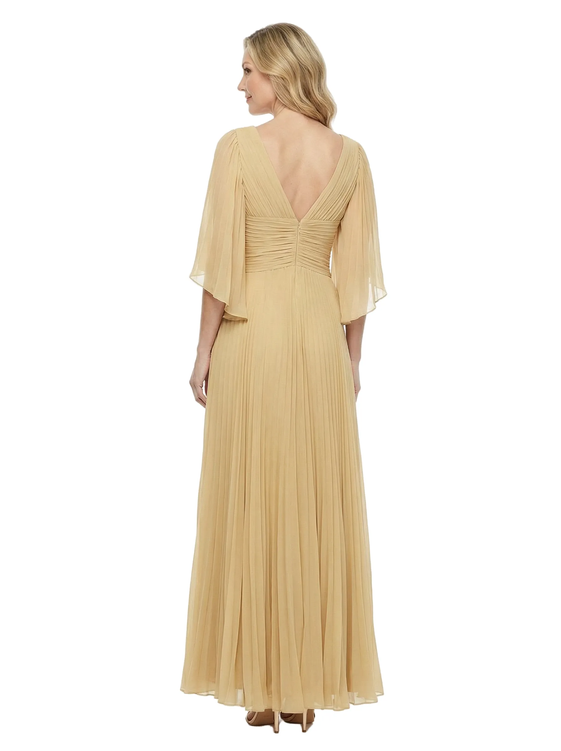 Chicsew Elegant Chiffon V-Neck Flutter Sleeves Pleated A-Line Mother Of The Bride Gown sold by ChicSew product image thumbnail 3