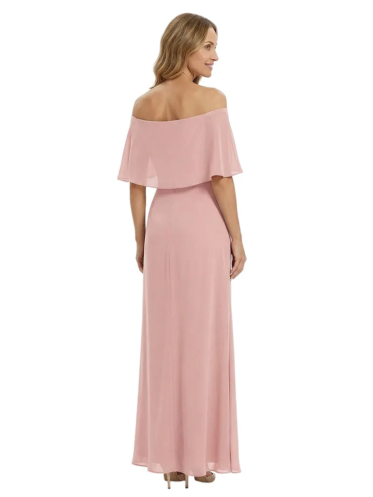 Chicsew Stunning Off Shoulder Ruched Floor-Length Chiffon Mother of The Bride Gown sold by ChicSew product image thumbnail 3