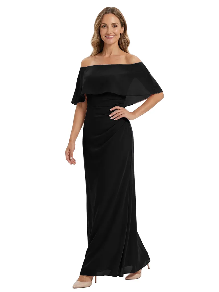 Chicsew Stunning Off Shoulder Ruched Floor-Length Chiffon Mother of The Bride Gown sold by ChicSew product image thumbnail 4