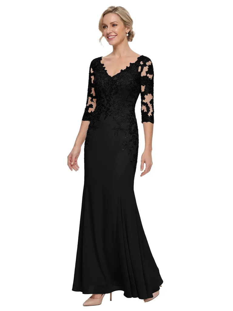 Chicsew Stunning Lace 3/4 Sleeve Mermaid Chiffon Mother of The Bride Gown sold by ChicSew product image thumbnail 4