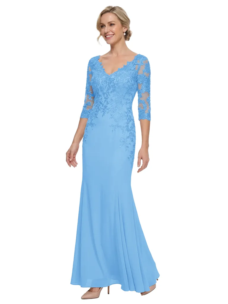 Chicsew Stunning Lace 3/4 Sleeve Mermaid Chiffon Mother of The Bride Gown sold by ChicSew product image thumbnail 5