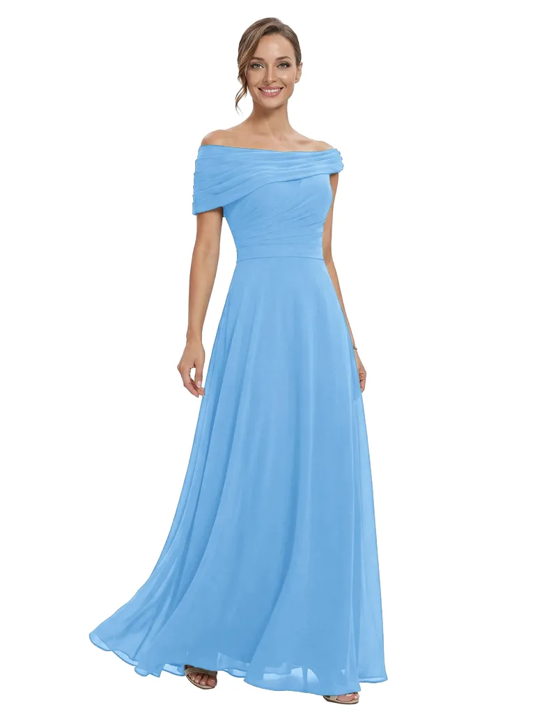 Chicsew Stylish Off Shoulder Chiffon Mother of The Bride Dress Flowy Long Elegant Formal Gown sold by ChicSew product image thumbnail 5