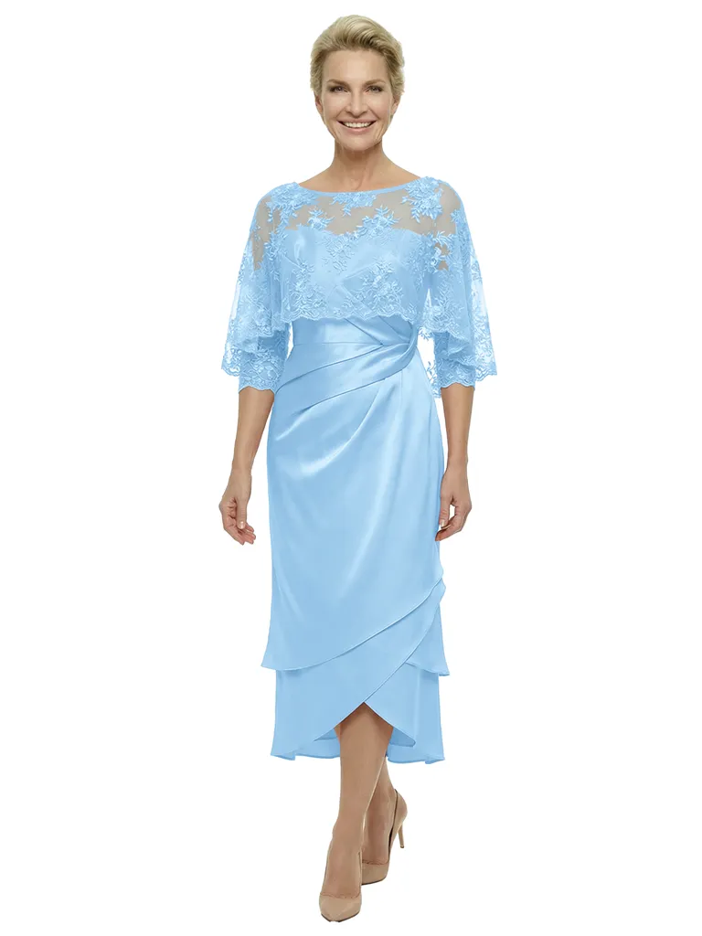 Chicsew Stylish Lace Appliques 3/4 Sleeves Satin Ruffles Mermaid Mother of The Bride Dresses sold by ChicSew product image thumbnail 5