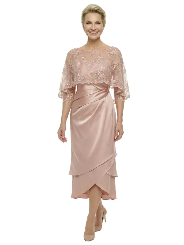 Chicsew Stylish Lace Appliques 3/4 Sleeves Satin Ruffles Mermaid Mother of The Bride Dresses sold by ChicSew