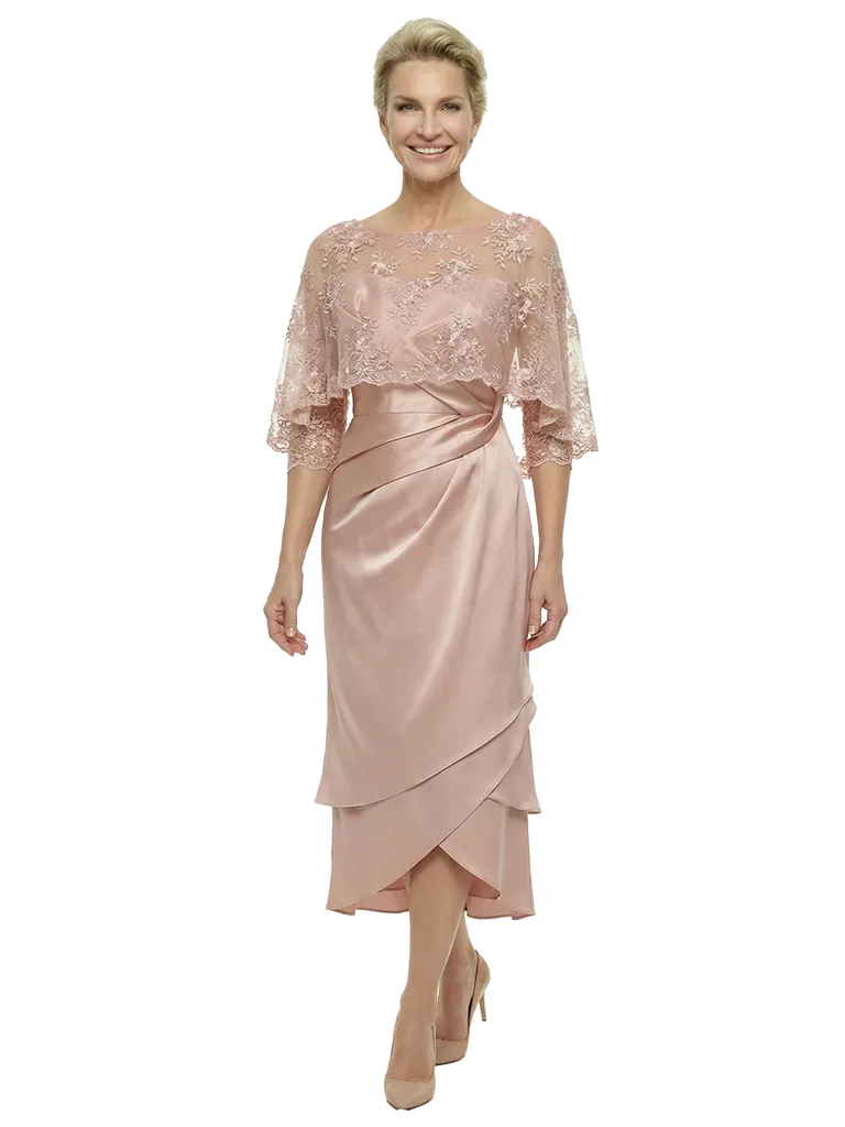 Chicsew Stylish Lace Appliques 3/4 Sleeves Satin Ruffles Mermaid Mother of The Bride Dresses sold by ChicSew