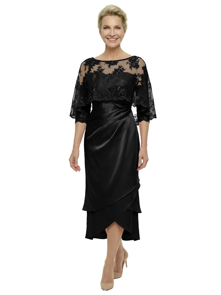 Chicsew Stylish Lace Appliques 3/4 Sleeves Satin Ruffles Mermaid Mother of The Bride Dresses sold by ChicSew product image thumbnail 4