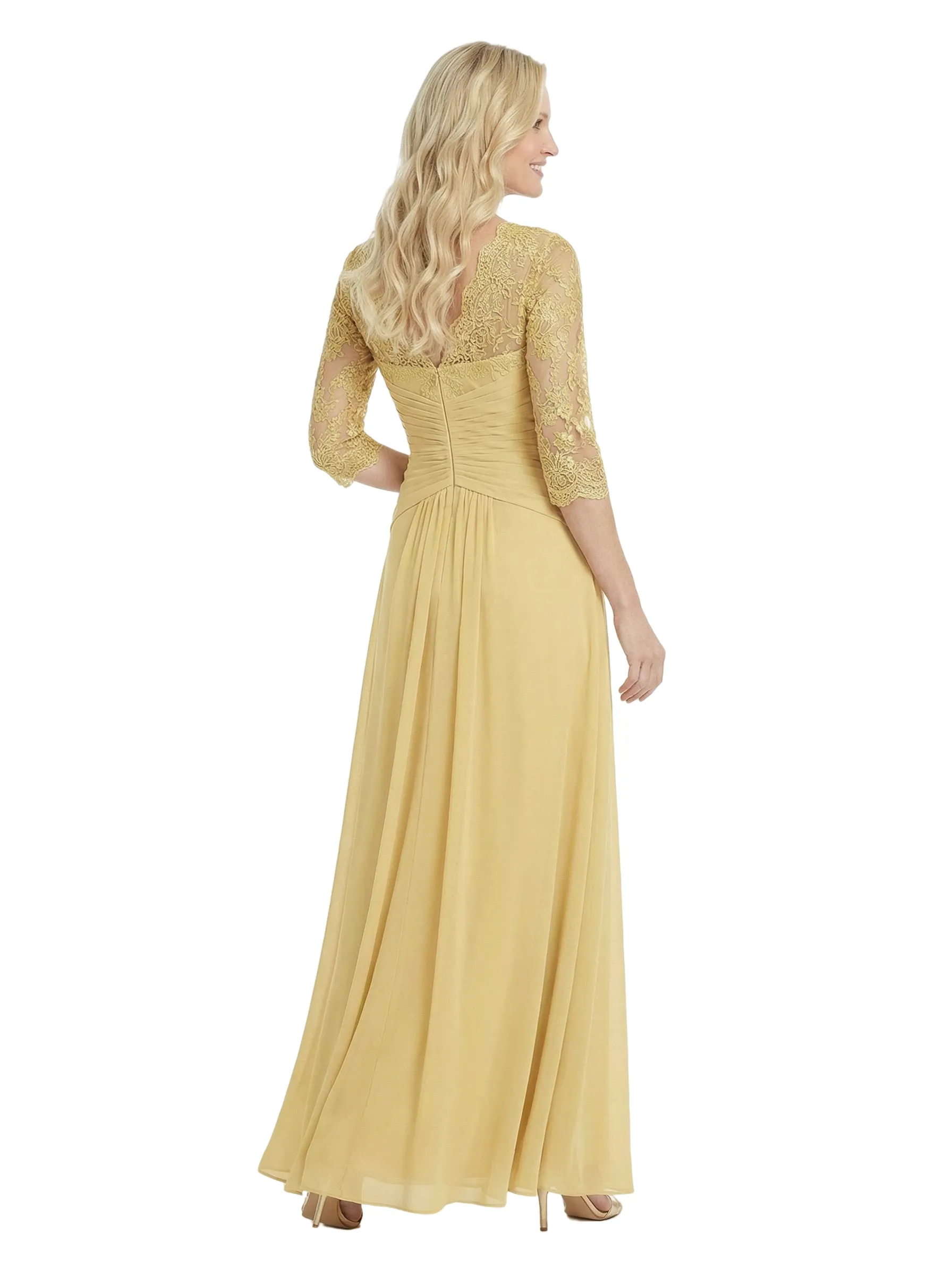 Chicsew Beautiful Lace Sleeves Ruched Chiffon Floor-Length Mother Of The Groom Dress sold by ChicSew product image thumbnail 3