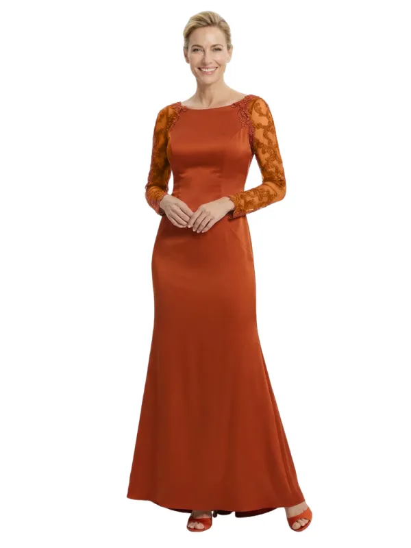 Chicsew Stylish Lace Appliques Long Sleeves Satin Mermaid Mother of The Bride Dresses sold by ChicSew