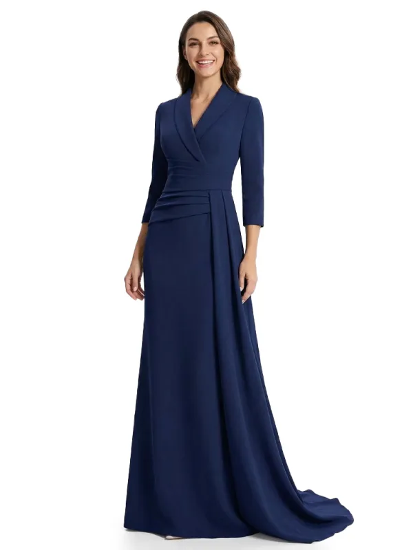 Chicsew Classy V-Neck Long Sleeves Sheath Crepe Mother Of The Bride Dress Long sold by ChicSew