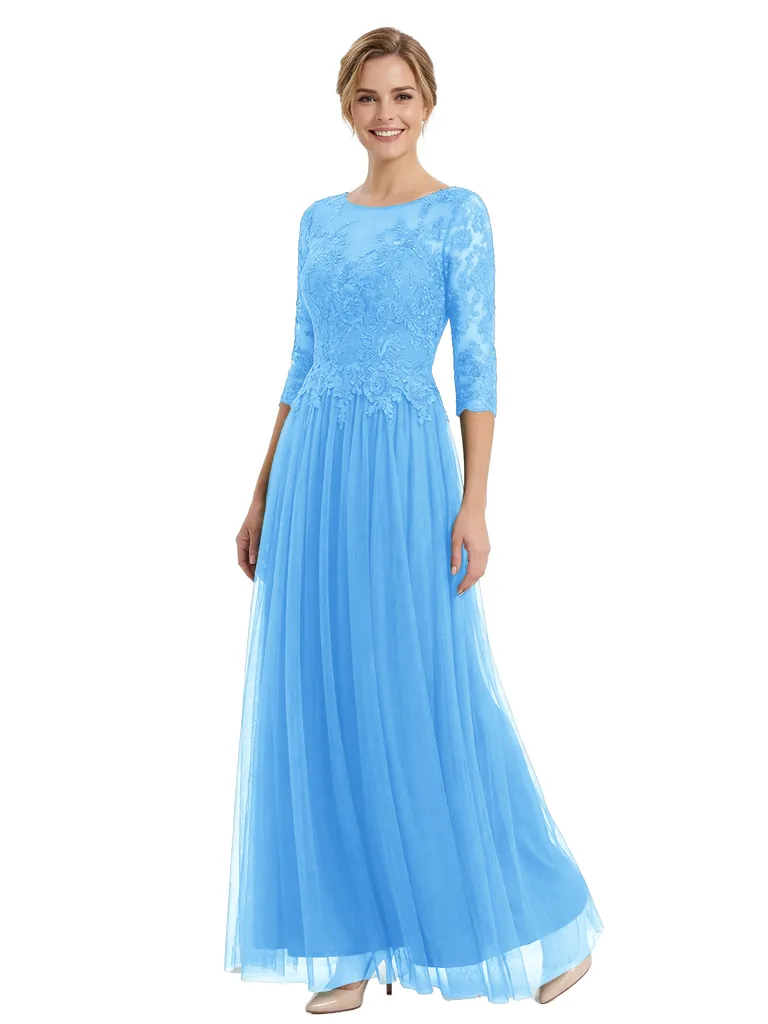 Elegant Boat Neck 3/4 Sleeves Lace A-Line Chiffon Mother Of The Bride Dresses sold by ChicSew product image thumbnail 5