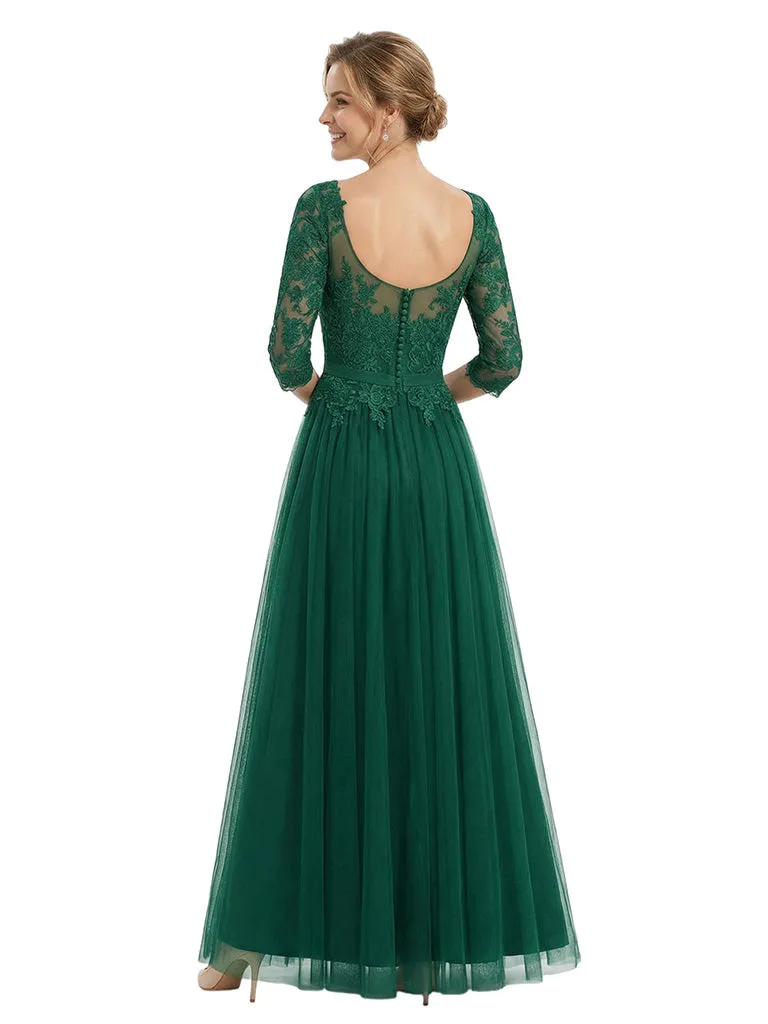 Elegant Boat Neck 3/4 Sleeves Lace A-Line Chiffon Mother Of The Bride Dresses sold by ChicSew product image thumbnail 3