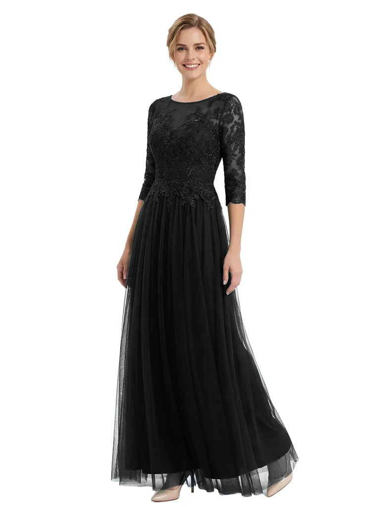 Elegant Boat Neck 3/4 Sleeves Lace A-Line Chiffon Mother Of The Bride Dresses sold by ChicSew product image thumbnail 4