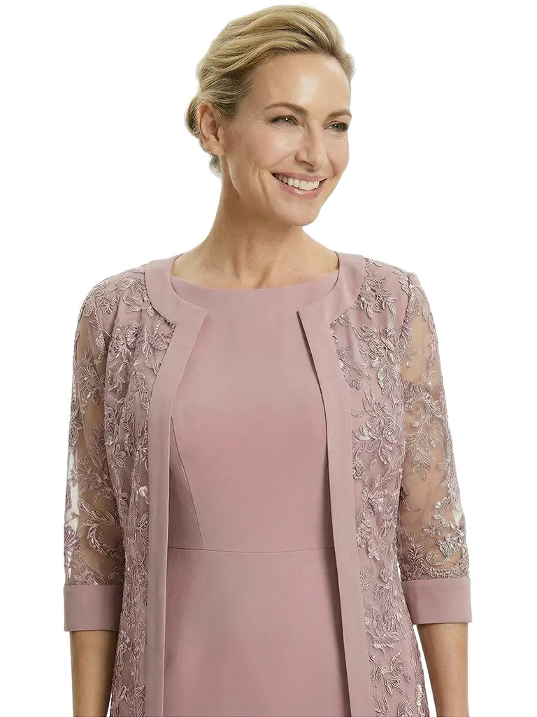 Elegant 3/4 Sleeves Knee-Length Chiffon Mother Of The Bride Dresses With Lace Jacket sold by ChicSew product image thumbnail 3