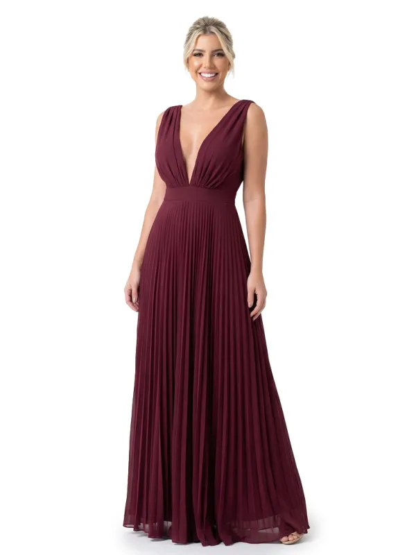 Flowy V-Neck Pleated Chiffon A-Line Maxi Mother Of The Groom Evening Gown sold by ChicSew