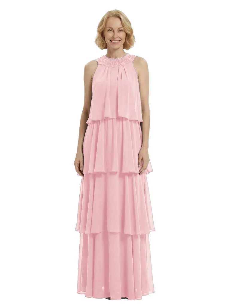 Beautiful Halter Sleeveless Chiffon Tiered Maxi Modern Mother of The Groom Dresses sold by ChicSew product image thumbnail 5